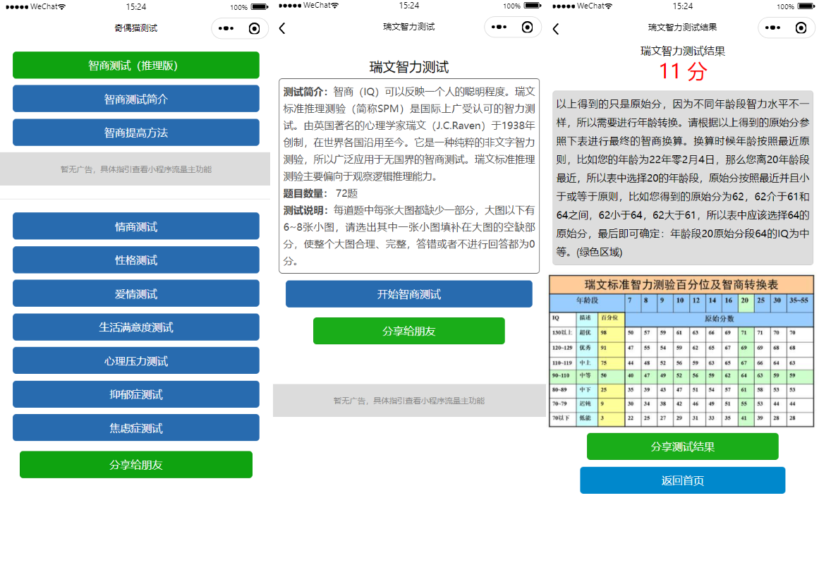 智力测试情商测试提升智力小程序源码(图1)
