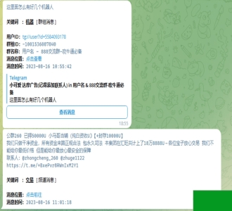 关键词监听机器人 TG电报群消息 监听机器人源码(普号)关键词监控支持人工实时监听